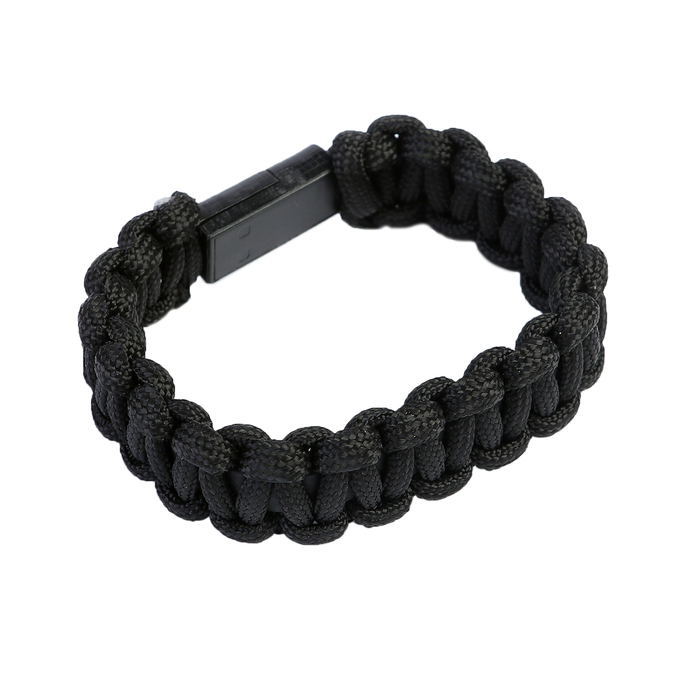 Провод для зарядки Luazon плетеный браслет, USB - microUSB, 20 см, черный