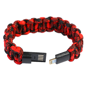 

Кабель LuazON, Lightning - USB, 1 А, 20 см, плетеный браслет, красный