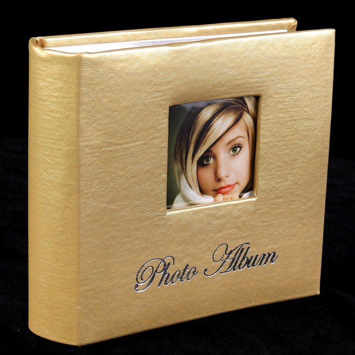Фотоальбом на 100 фото 10х15 см "Классический" кожзам золото/серебро 17х17х5 см