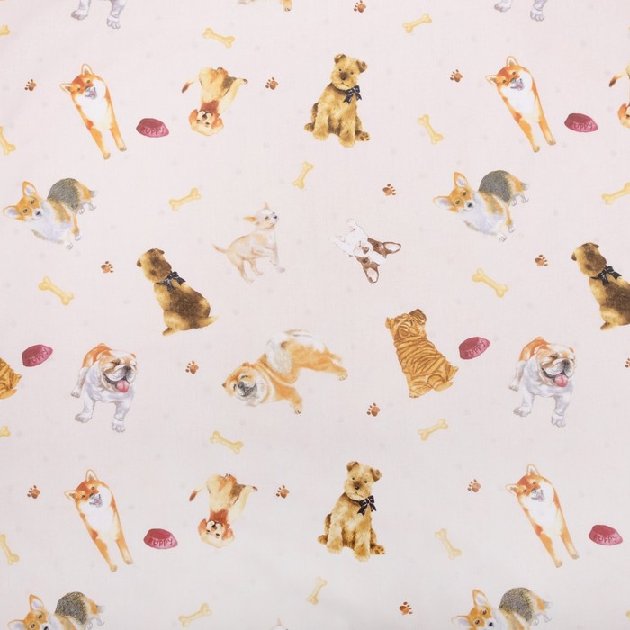 КПБ 1,5сп "Непоседа" Собачки 143*215, 150*214, 70*70 см 1 шт, бязь, хл100% 120 г/м