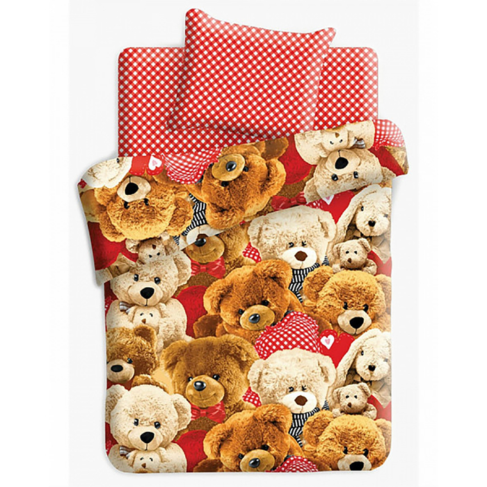 КПБ 1,5сп 4YOU 3D Плюшевые мишки 143*215, 150*214, 70*70 см 1 шт, бязь, хл100% 120 г/м