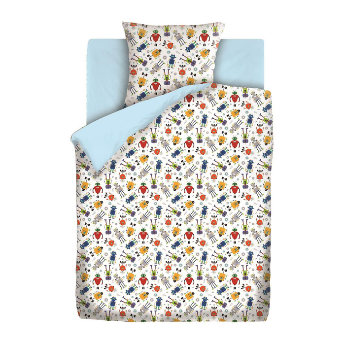 КПБ 1,5сп "Непоседа" Роботы 143*215, 150*214, 70*70 см 1 шт, бязь, хл100% 120 г/м