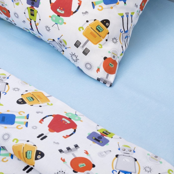 КПБ 1,5сп "Непоседа" Роботы 143*215, 150*214, 70*70 см 1 шт, бязь, хл100% 120 г/м