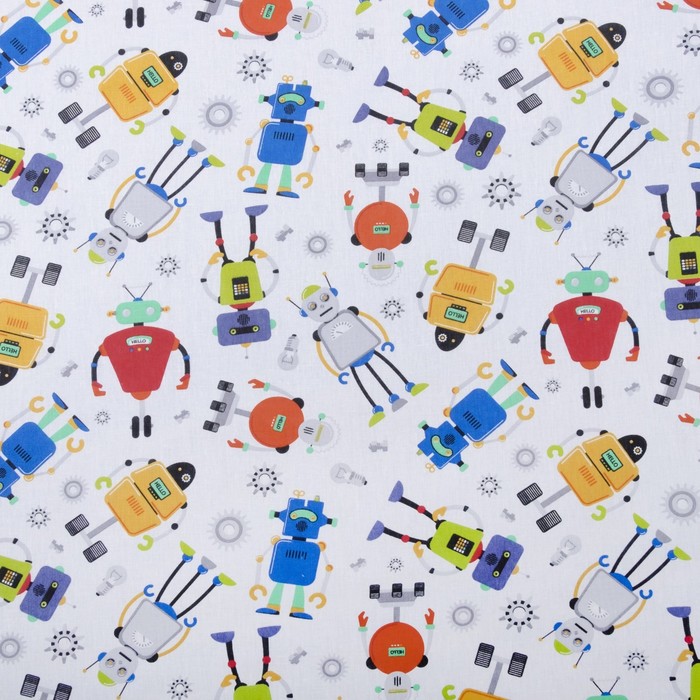 КПБ 1,5сп "Непоседа" Роботы 143*215, 150*214, 70*70 см 1 шт, бязь, хл100% 120 г/м