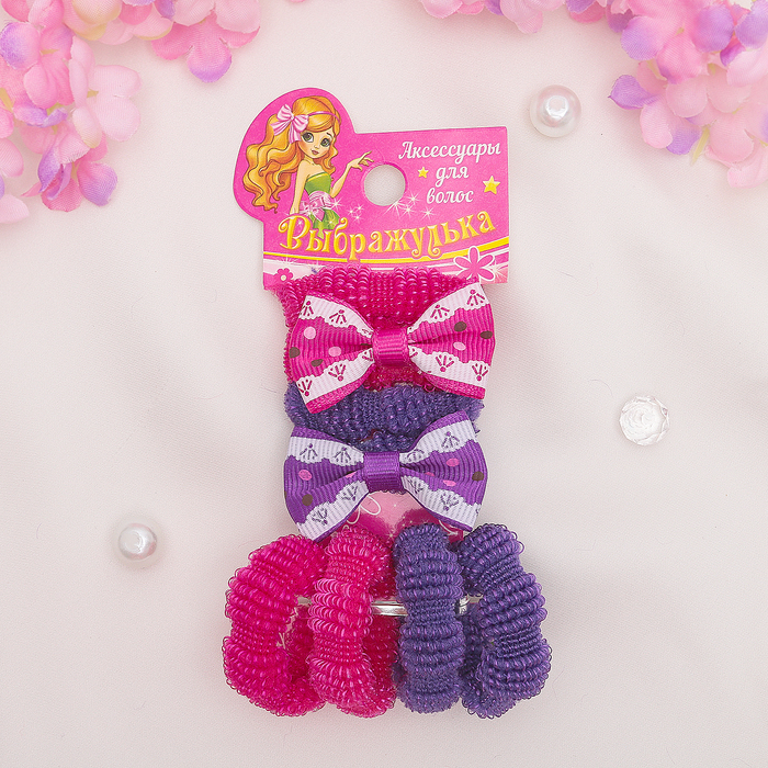 Набор резинок для волос 8 шт "Бантик" тесьма