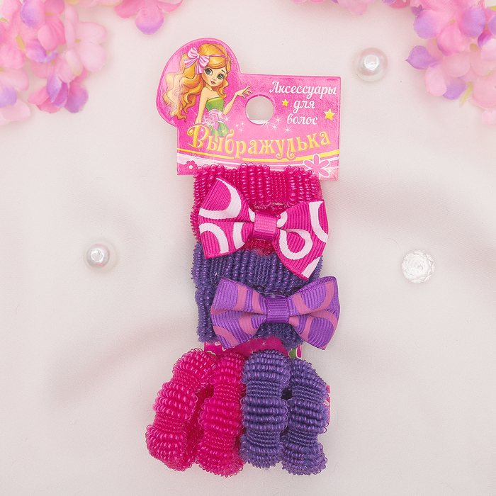 Набор резинок для волос 8 шт "Бантик" круги