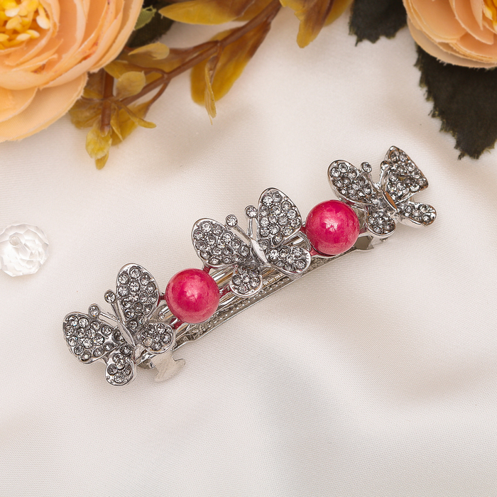 Автомат для волос "Изящная жемчужина" 7 см, бабочки