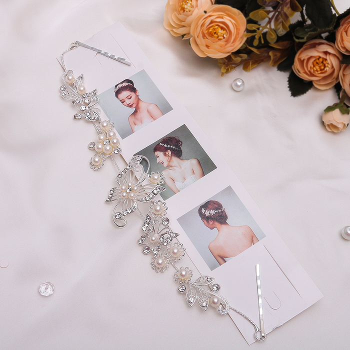 Аксессуар для прически "Бабочка с жемчужинами" 25 см