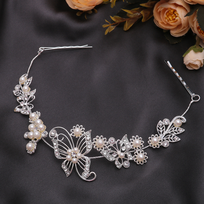 Аксессуар для прически "Бабочка с жемчужинами" 25 см