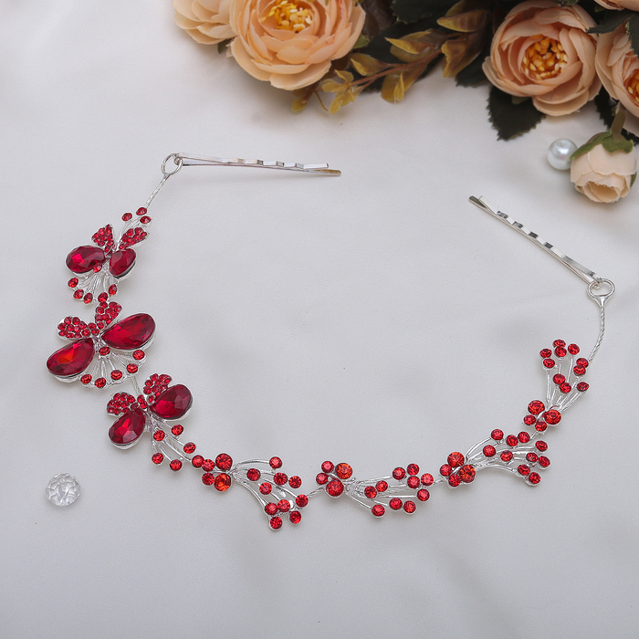 Аксессуар для прически "Полёт бабочек" 28 см, красный