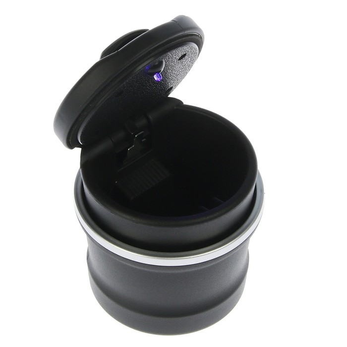 Пепельница для авто с крышкой "Lipin r" черная, подсветка, 7,5х8 см