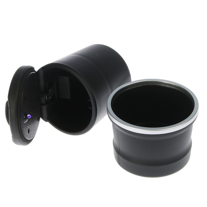 Пепельница для авто с крышкой "Lipin r" черная, подсветка, 7,5х8 см