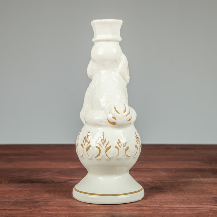 Подсвечник "Спаниель", белый, с отрисовкой