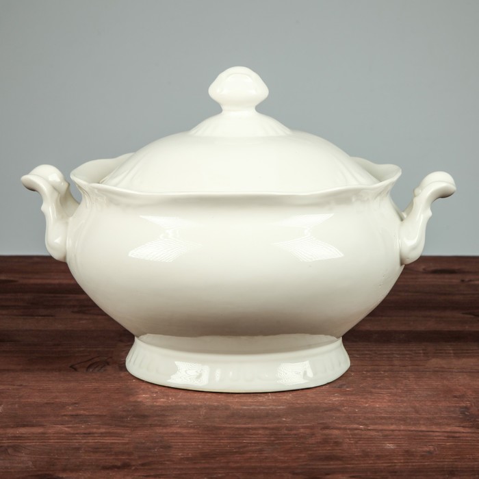 Суповая ваза "Овал", белая, 3 л