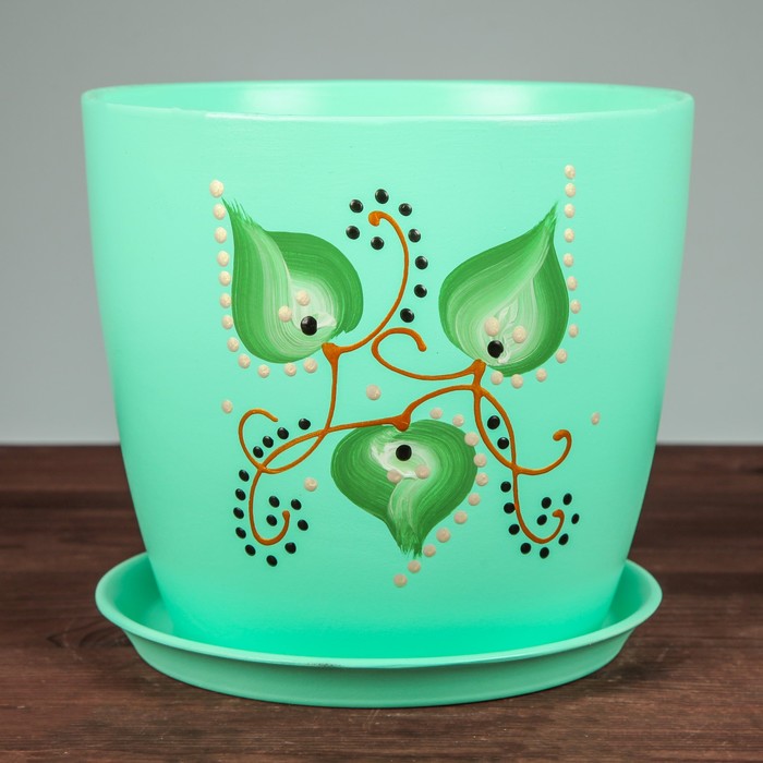 Кашпо "Осень", роспись, зелёный, микс, 5 л