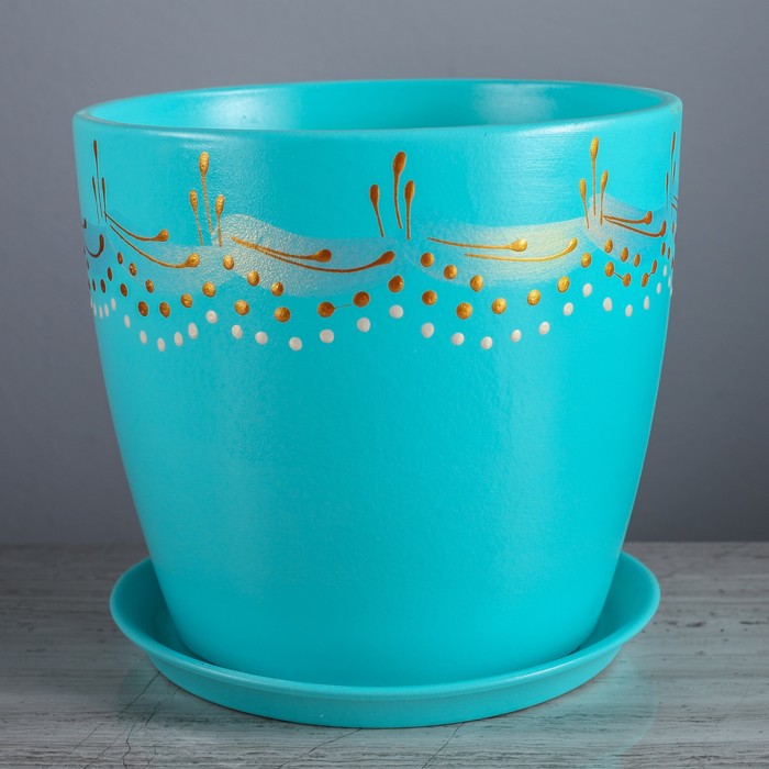 Кашпо "Осень", роспись, бирюзовый, микс, 5 л