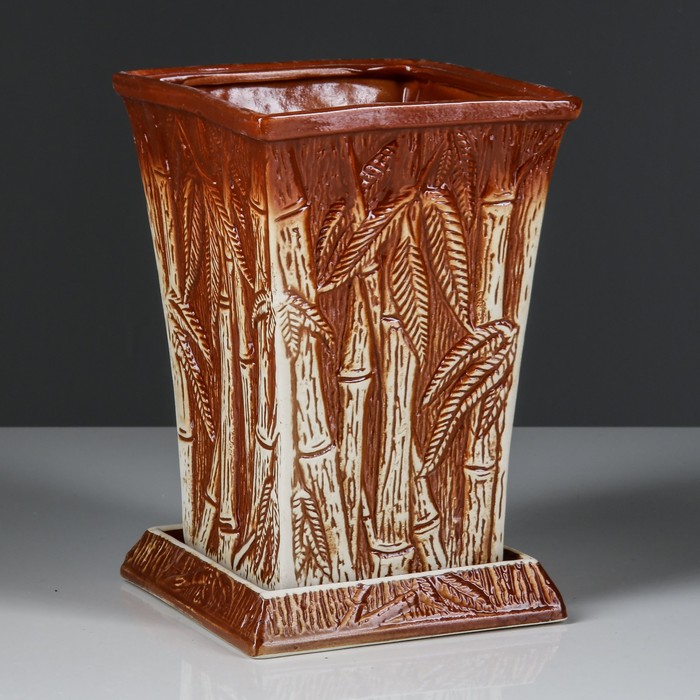 Цветочный горшок 2 л "Бамбук", средний, глазурь