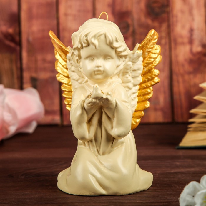 Сувенир "Ангел с голубем", подвесной, слоновая кость