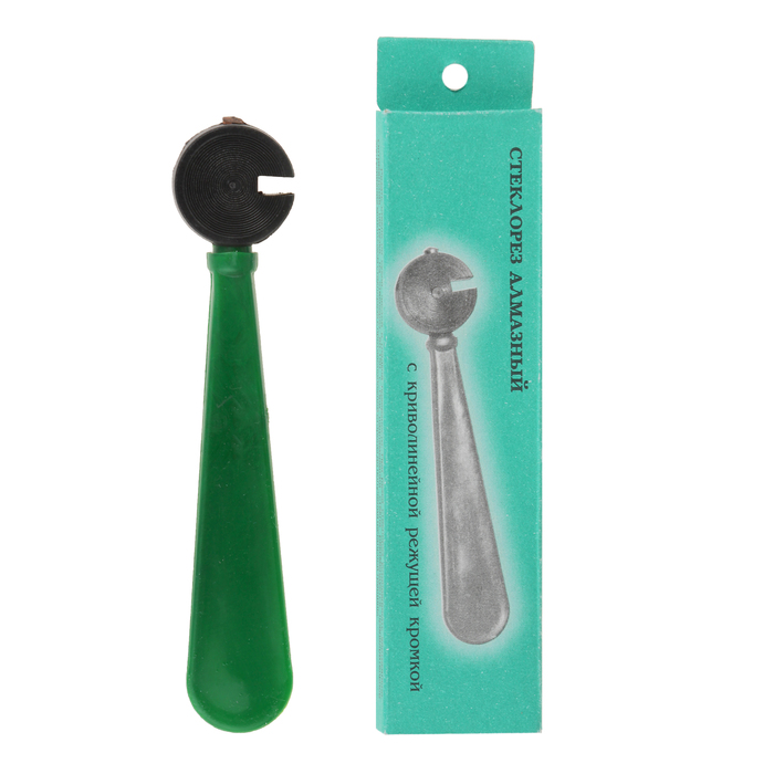 Стеклорез алмазный "Россия", ручка пластик, криволинейная режущая кромка