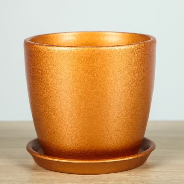 Кашпо "Осень" 0,5 л перламутр бронза лак