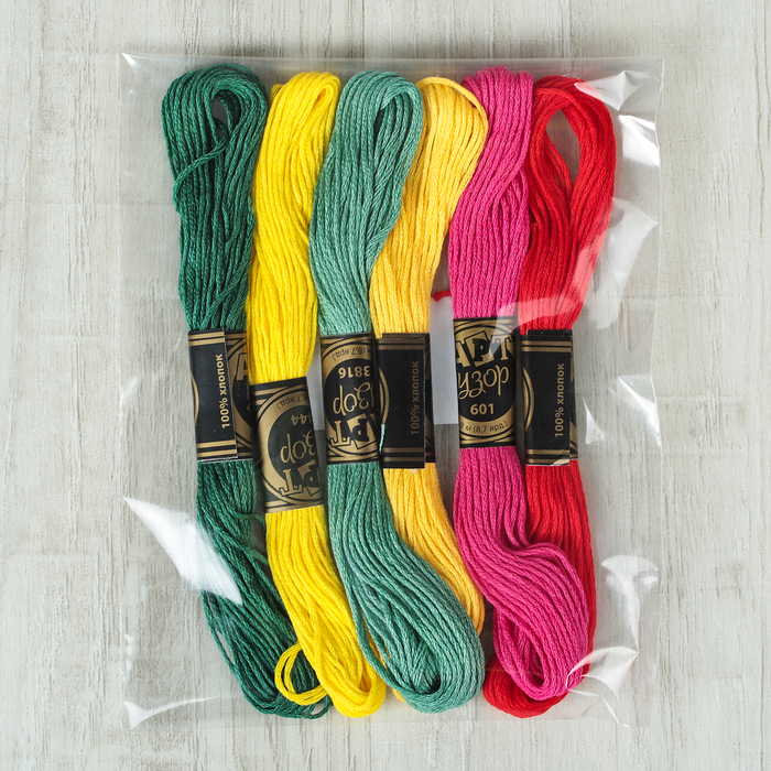 Набор ниток мулине №6, 6шт, 8±1м, цвет МИКС