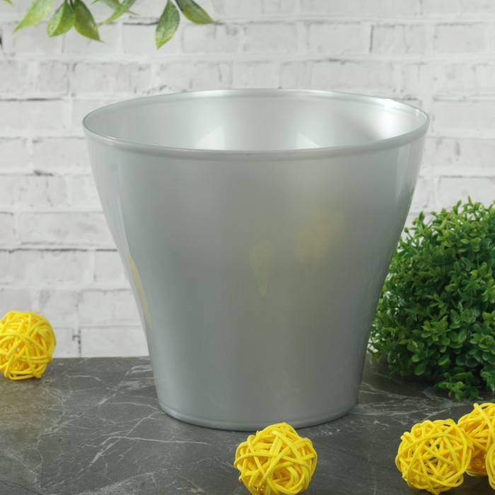 Кашпо 1 л "Афина", цвет серебряный