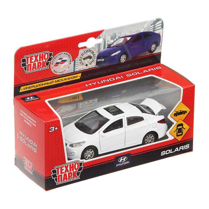 Машина металлическая Hyundai Solaris, открываются двери, багажник, инерция, 12 см