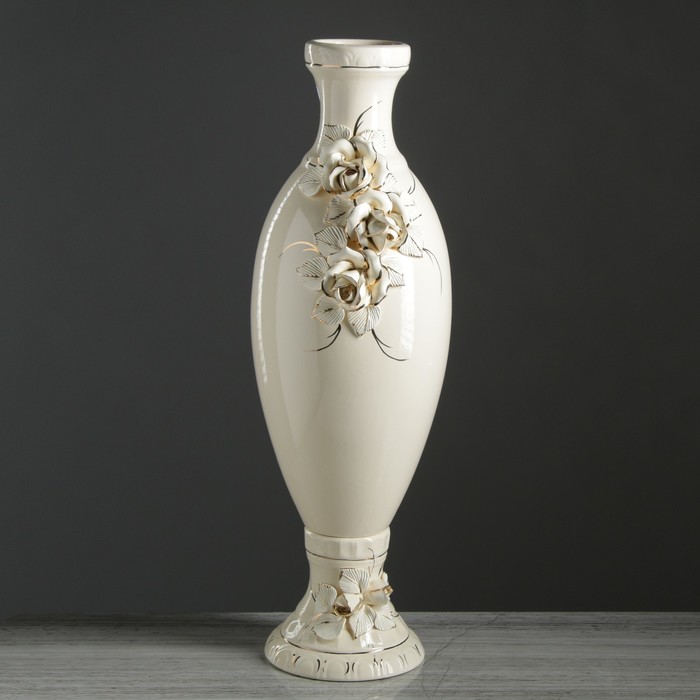 Ваза напольная "Афродита" бежевая лепка