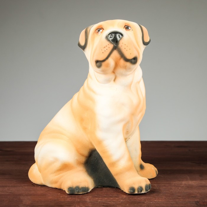 Копилка "Собака Шарпей" белая, флок