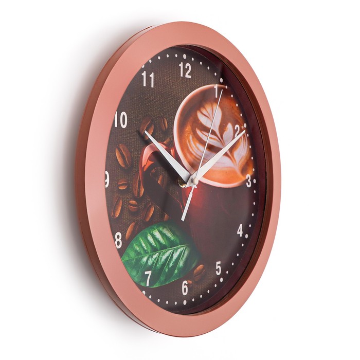 Часы настенные "Кофе", коричневый обод, 28х28 см