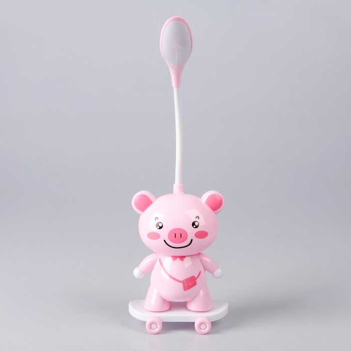 Лампа настольная "Поросёнок на скейте" LED USB-провод АКБ 8,5х12х46,5 см