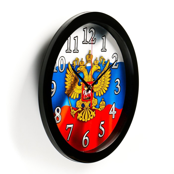 Часы "Герб" настенные, чёрный обод, 28х28 см