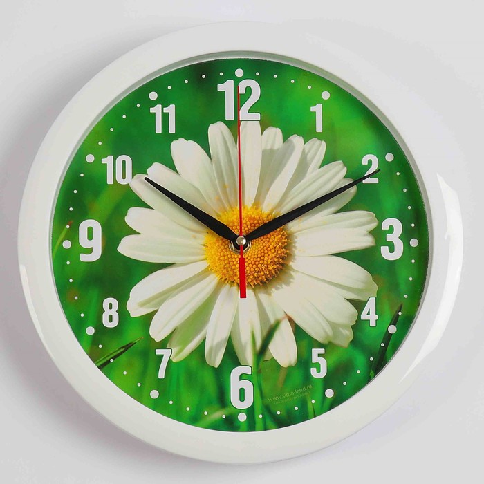 Часы настенные "Ромашка", белый обод, 28х28 см, микс