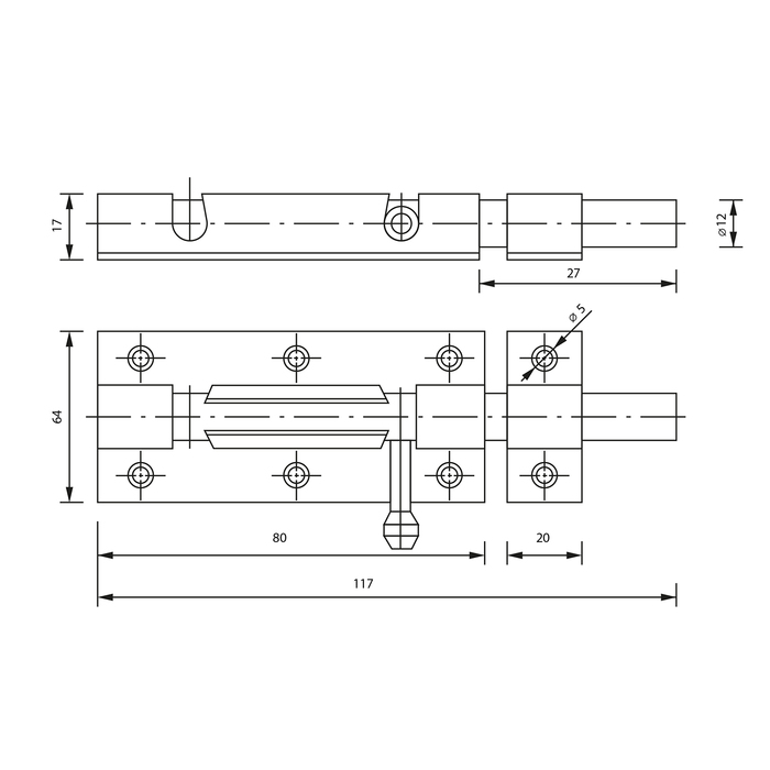 Задвижка дверная ЗД 011, 120 мм, оцинкованная