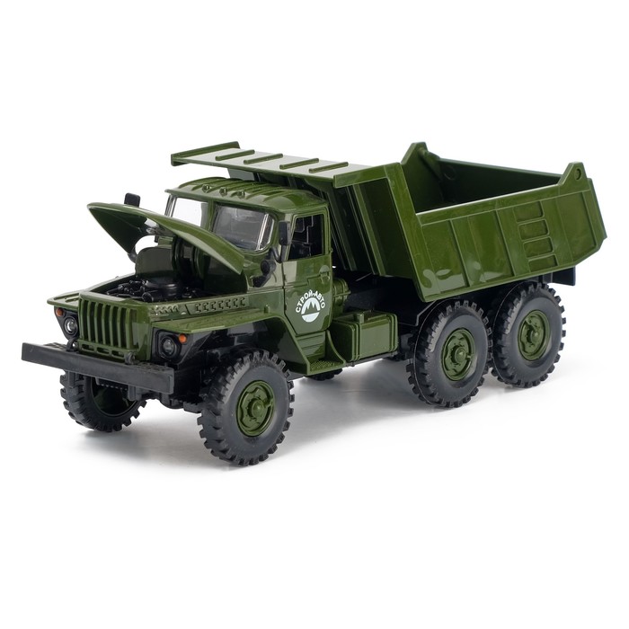 Грузовик "Военный самосвал", свет и звук, инерция