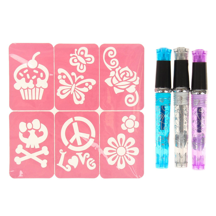 Набор "Татуировки" 3 мерц-х флом-ра для лица и тела, 6 многоразовых трафаретов