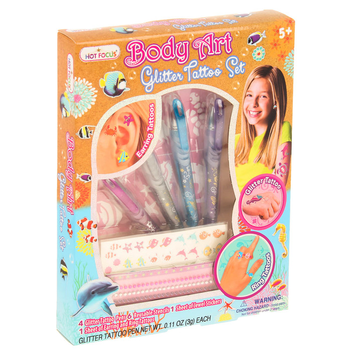 Набор "Body art" 4 кар-ша с блест,6 траф-ов,1 вкл.со стразами,1 вкл.с тату-серьгами-кольцами 28820