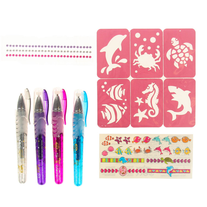 Набор "Body art" 4 кар-ша с блест,6 траф-ов,1 вкл.со стразами,1 вкл.с тату-серьгами-кольцами 28820