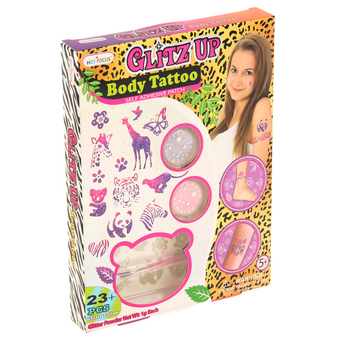 Набор "Body Tattoo" 2 уп.блесток д/тела, 1 вкл.с накл./для кожи, 1 кисточка