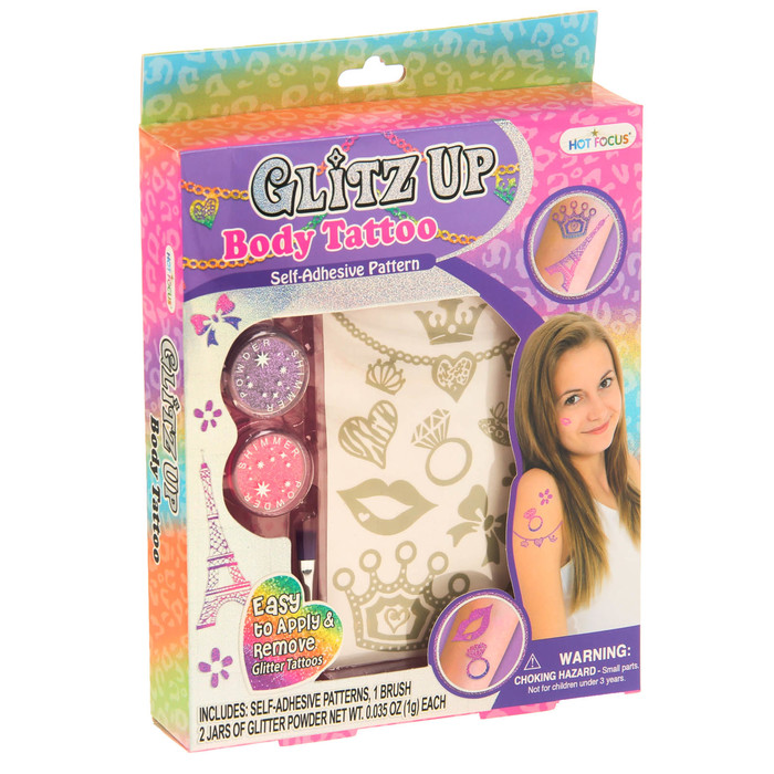 Набор "Body Tattoo" 2 уп.блесток д/тела, 1 вкл.с накл. д/кожи, 1 вкл.с трафарет.рис.,1 кисть 28820