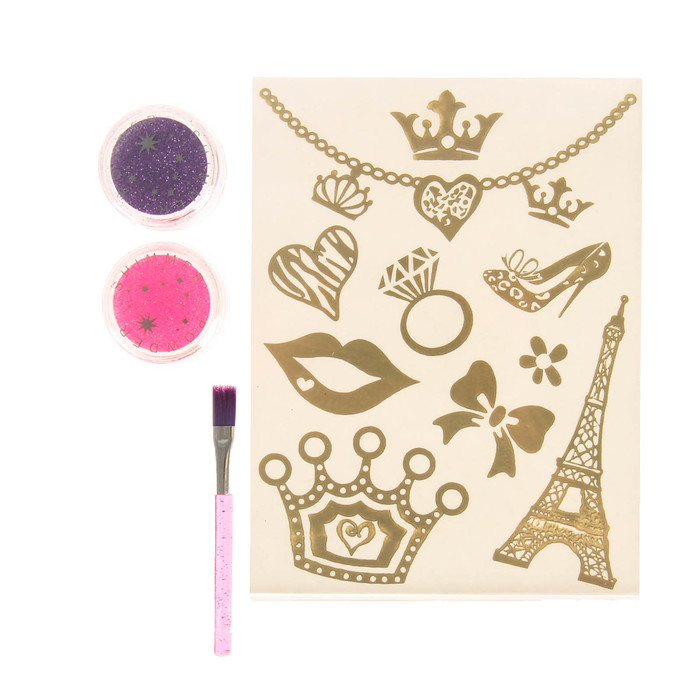 Набор "Body Tattoo" 2 уп.блесток д/тела, 1 вкл.с накл. д/кожи, 1 вкл.с трафарет.рис.,1 кисть 28820