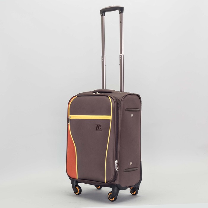 Чемодан малый с расширением на молнии 20", 1 отдел, наружный карман, 4 колеса, кодовый замок, цвет шоколадный