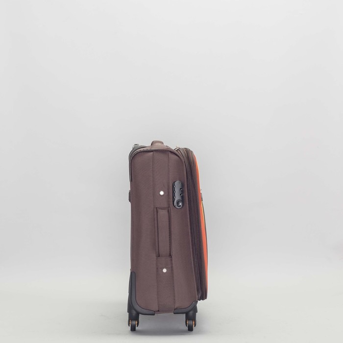 Чемодан малый с расширением на молнии 20", 1 отдел, наружный карман, 4 колеса, кодовый замок, цвет шоколадный