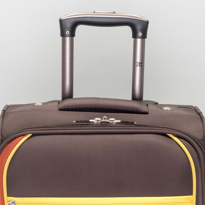 Чемодан малый с расширением на молнии 20", 1 отдел, наружный карман, 4 колеса, кодовый замок, цвет шоколадный