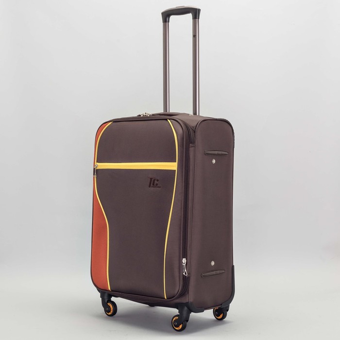 Чемодан средний с расширением на молнии 24", 1 отдел, наружный карман, 4 колеса, кодовый замок, цвет шоколадный