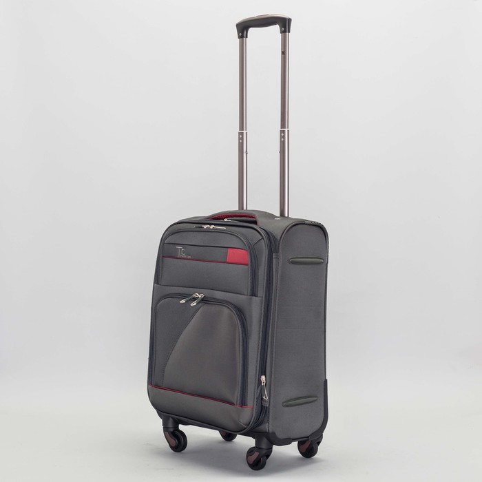 Чемодан малый с расширением 20", отдел на молнии, наружный карман, 4 колеса, кодовый замок, цвет серый