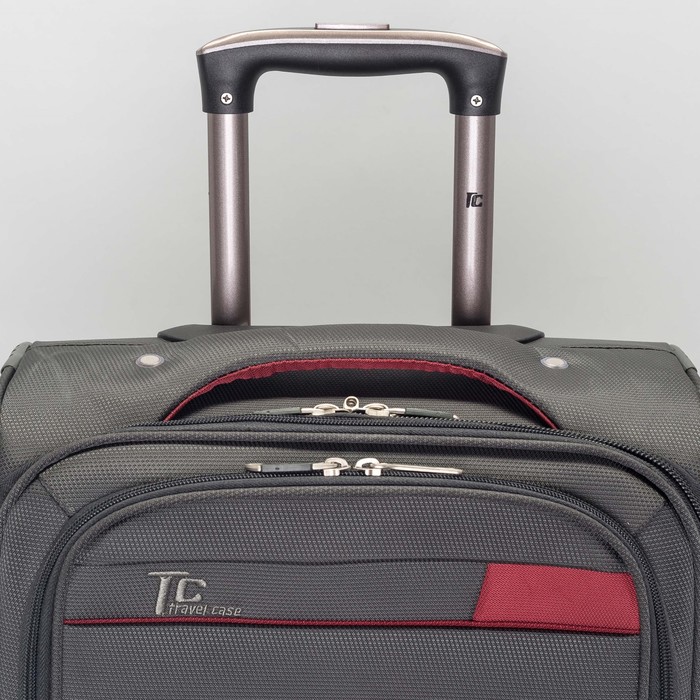 Чемодан малый с расширением 20", отдел на молнии, наружный карман, 4 колеса, кодовый замок, цвет серый