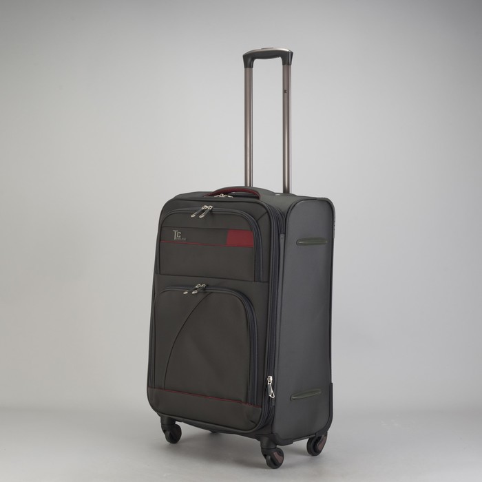 Чемодан средний с расширением 24", отдел на молнии, наружный карман, 4 колеса, кодовый замок, цвет серый