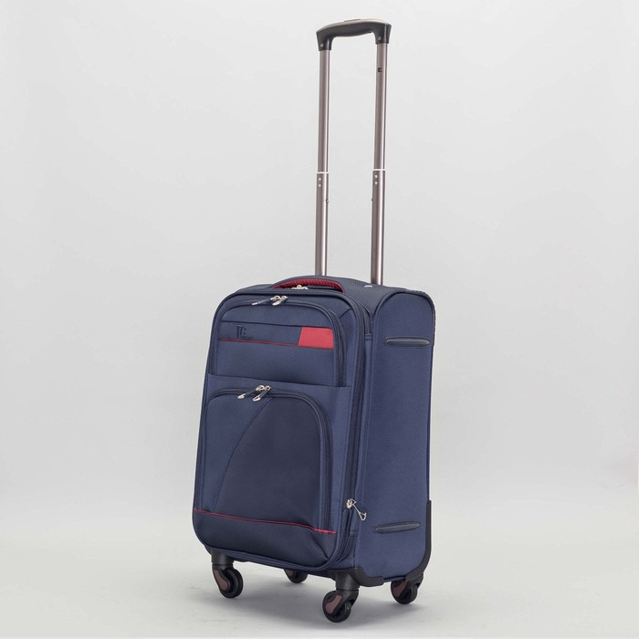 Чемодан малый с расширением 20", отдел на молнии, наружный карман, 4 колеса, кодовый замок, цвет синий