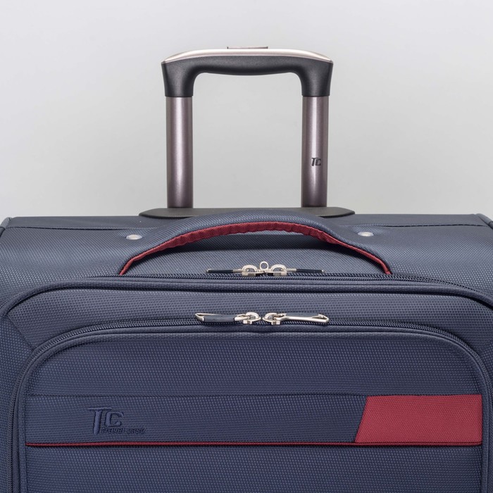 Чемодан малый с расширением 20", отдел на молнии, наружный карман, 4 колеса, кодовый замок, цвет синий